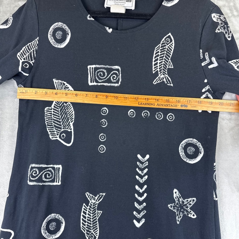 Studio G T-Shirt Dress Womens Large Black Fish Skeleton Tribal Print (x1522) - Picture 11 of 14